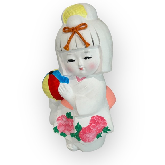 Vintage Japanese Hakata Pottery Kimono Doll Artisan Handpainted Unglazed - Picture 2 of 9